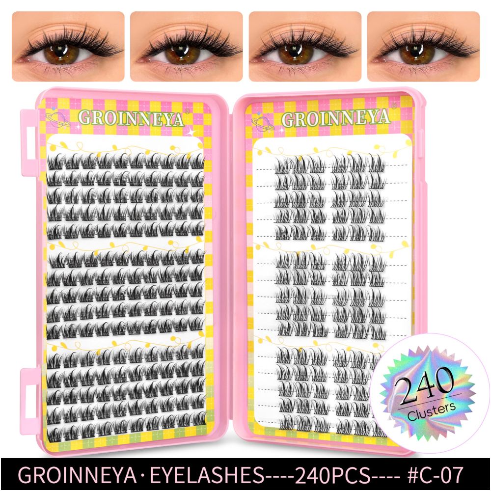 GROINNEYA 2025 New Large Capacity Eyelash Book 6 types of mixed natural segmented eyelashes