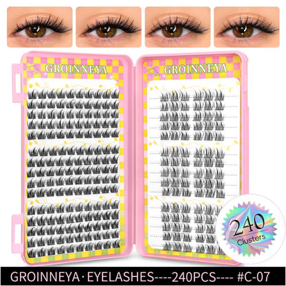 GROINNEYA 2025 New Large Capacity Eyelash Book 6 types of mixed natural segmented eyelashes