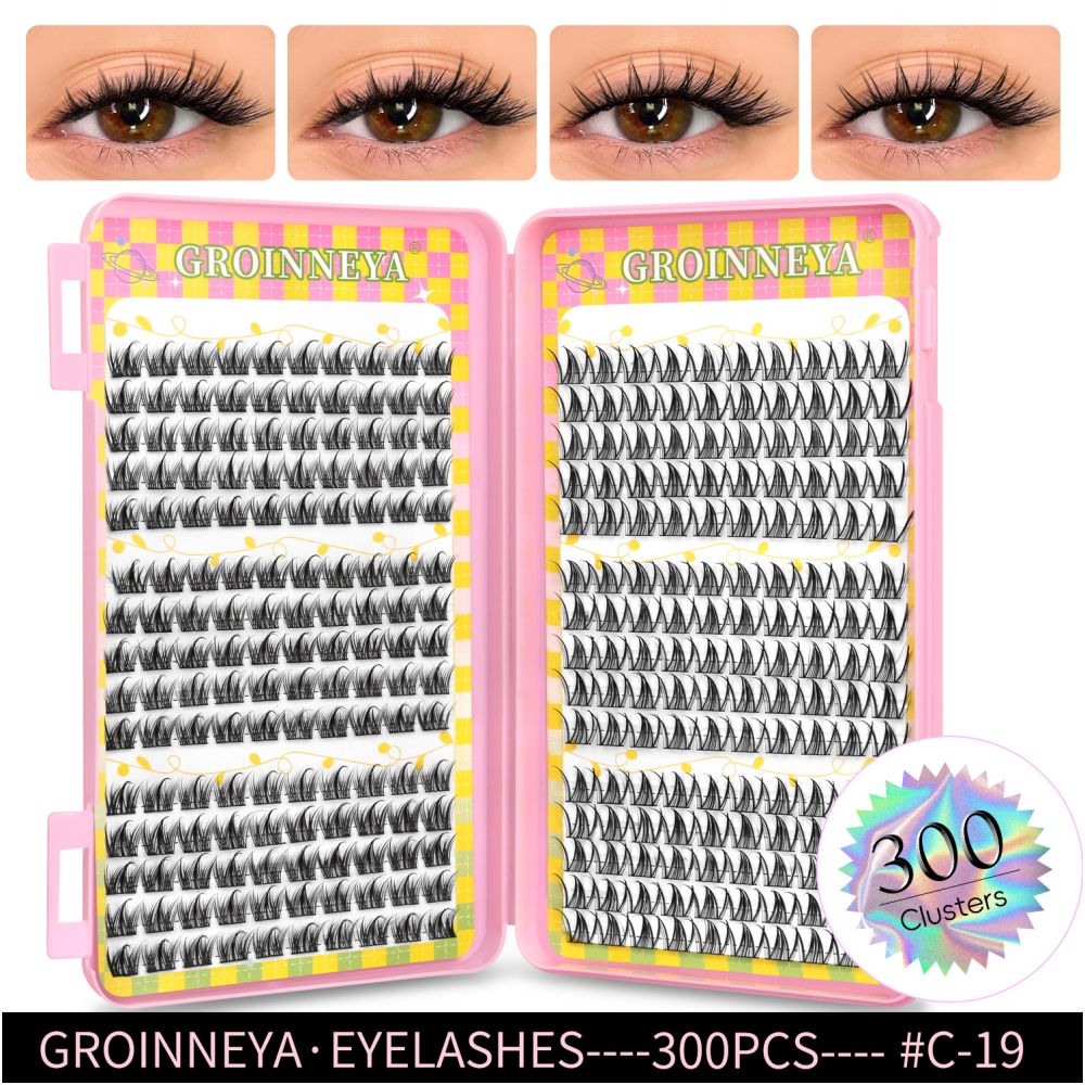GROINNEYA 2025 New Large Capacity Eyelash Book 6 types of mixed natural segmented eyelashes