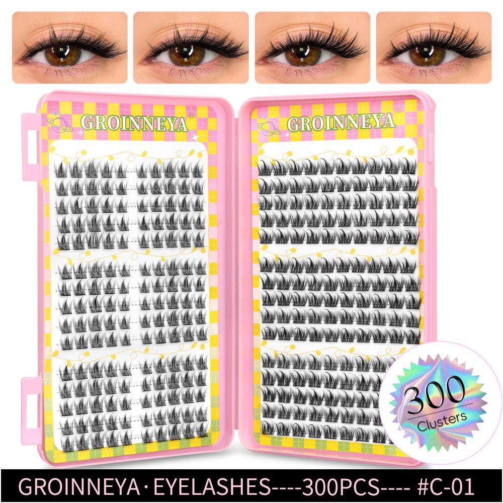GROINNEYA 2025 New Large Capacity Eyelash Book 6 types of mixed natural segmented eyelashes