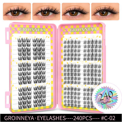 GROINNEYA 2025 New Large Capacity Eyelash Book 6 types of mixed natural segmented eyelashes