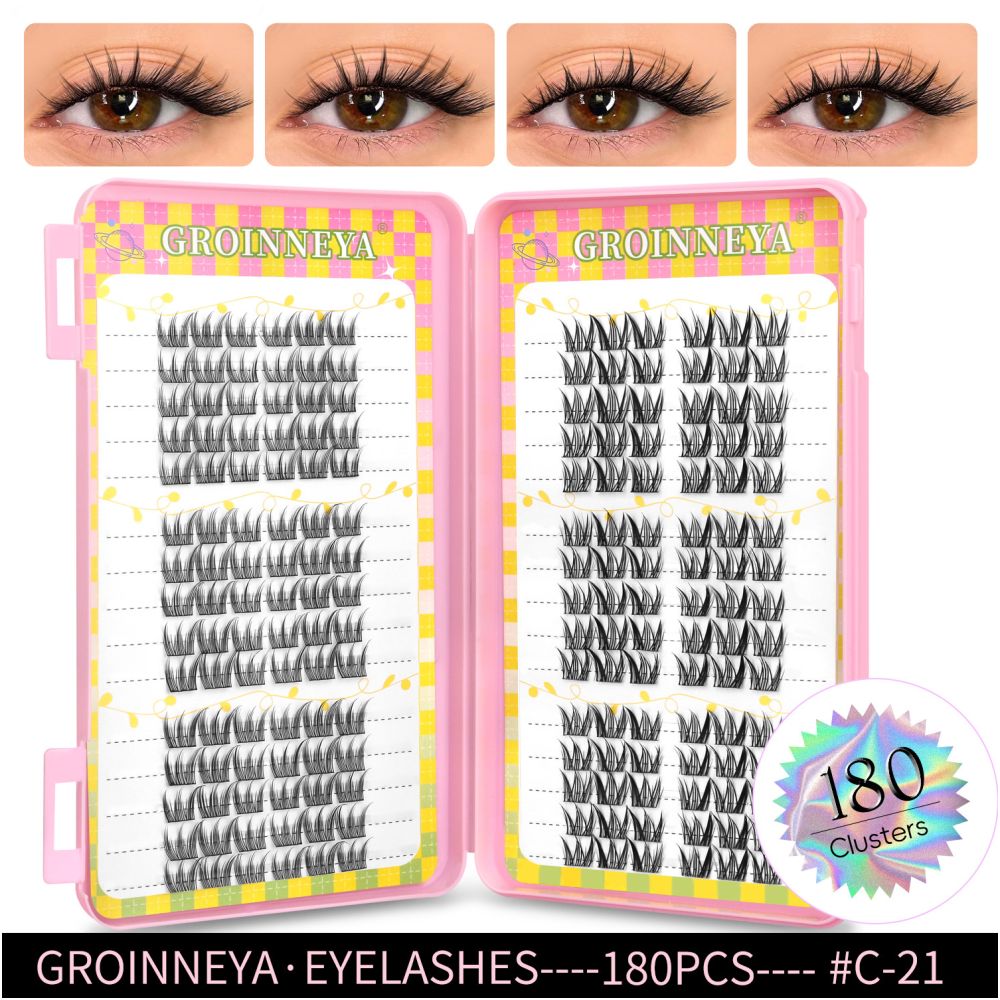 GROINNEYA 2025 New Large Capacity Eyelash Book 6 types of mixed natural segmented eyelashes