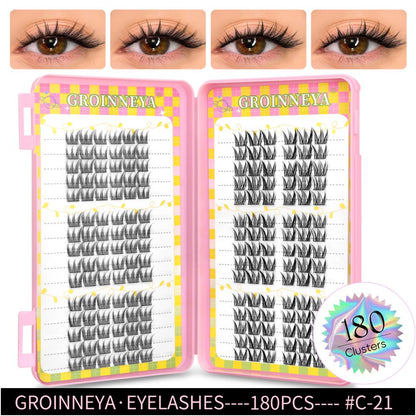GROINNEYA 2025 New Large Capacity Eyelash Book 6 types of mixed natural segmented eyelashes