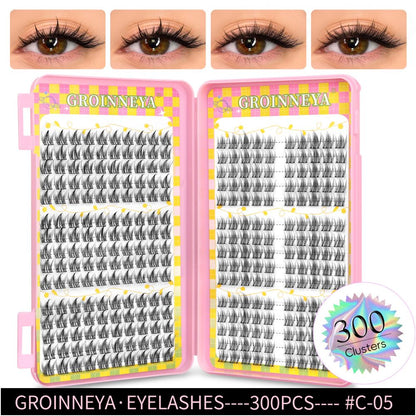 GROINNEYA 2025 New Large Capacity Eyelash Book 6 types of mixed natural segmented eyelashes