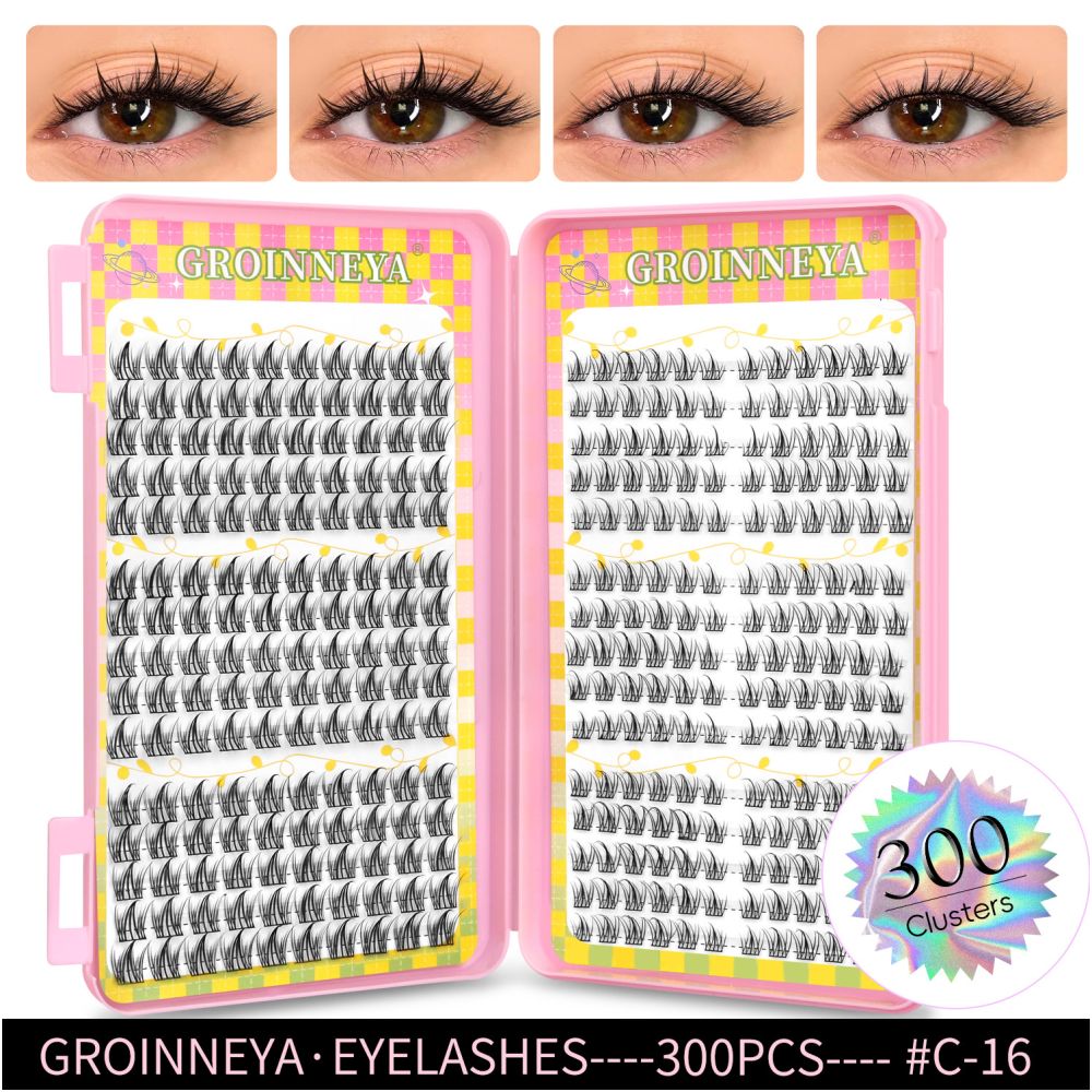 GROINNEYA 2025 New Large Capacity Eyelash Book 6 types of mixed natural segmented eyelashes