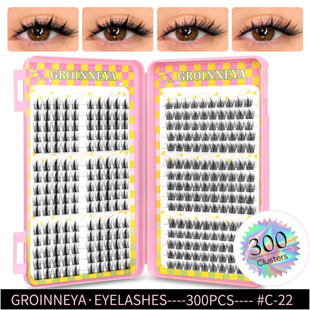 GROINNEYA 2025 New Large Capacity Eyelash Book 6 types of mixed natural segmented eyelashes