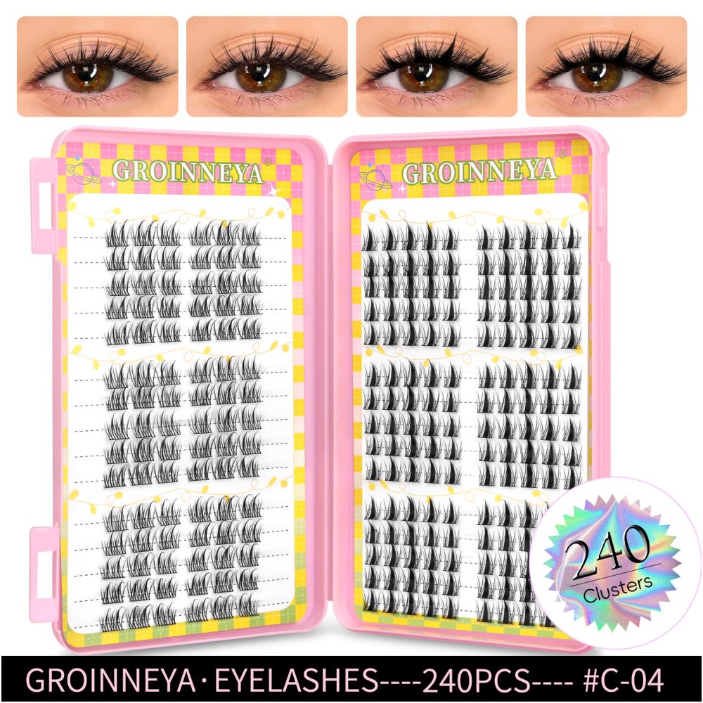 GROINNEYA 2025 New Large Capacity Eyelash Book 6 types of mixed natural segmented eyelashes
