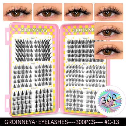 GROINNEYA 2025 New Large Capacity Eyelash Book 6 types of mixed natural segmented eyelashes