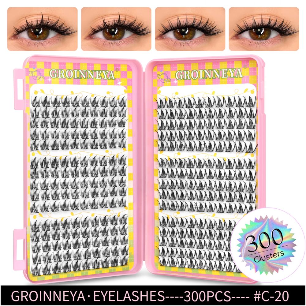 GROINNEYA 2025 New Large Capacity Eyelash Book 6 types of mixed natural segmented eyelashes