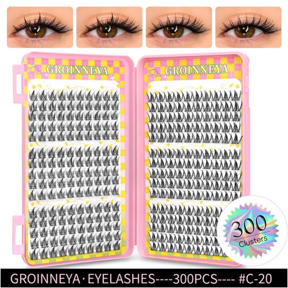 GROINNEYA 2025 New Large Capacity Eyelash Book 6 types of mixed natural segmented eyelashes