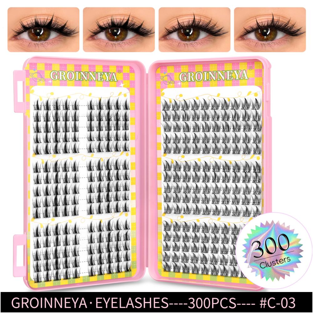 GROINNEYA 2025 New Large Capacity Eyelash Book 6 types of mixed natural segmented eyelashes