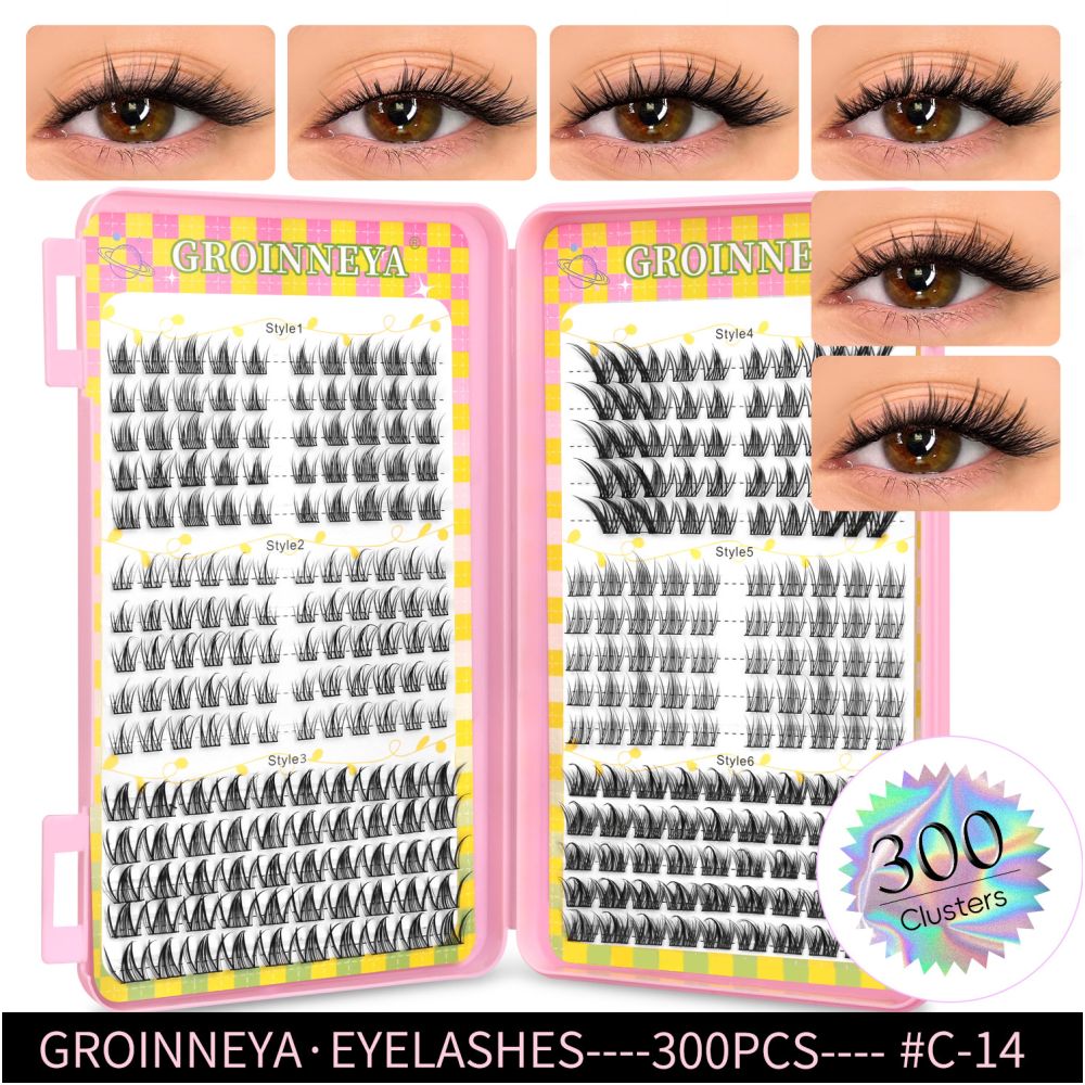 GROINNEYA 2025 New Large Capacity Eyelash Book 6 types of mixed natural segmented eyelashes