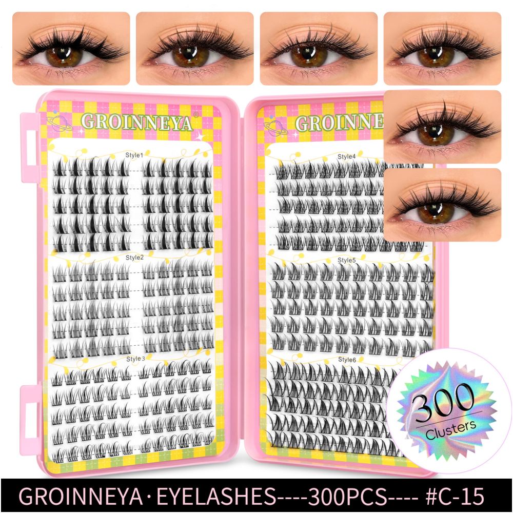 GROINNEYA 2025 New Large Capacity Eyelash Book 6 types of mixed natural segmented eyelashes