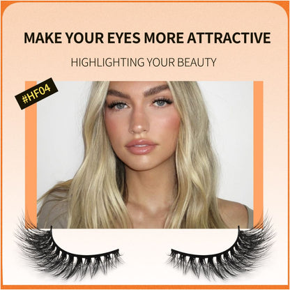 GROINNEYA mixed race Asian clustered whole false eyelashes Thai mixed race feeling black cotton thread hard stem swollen eye blisters image 4