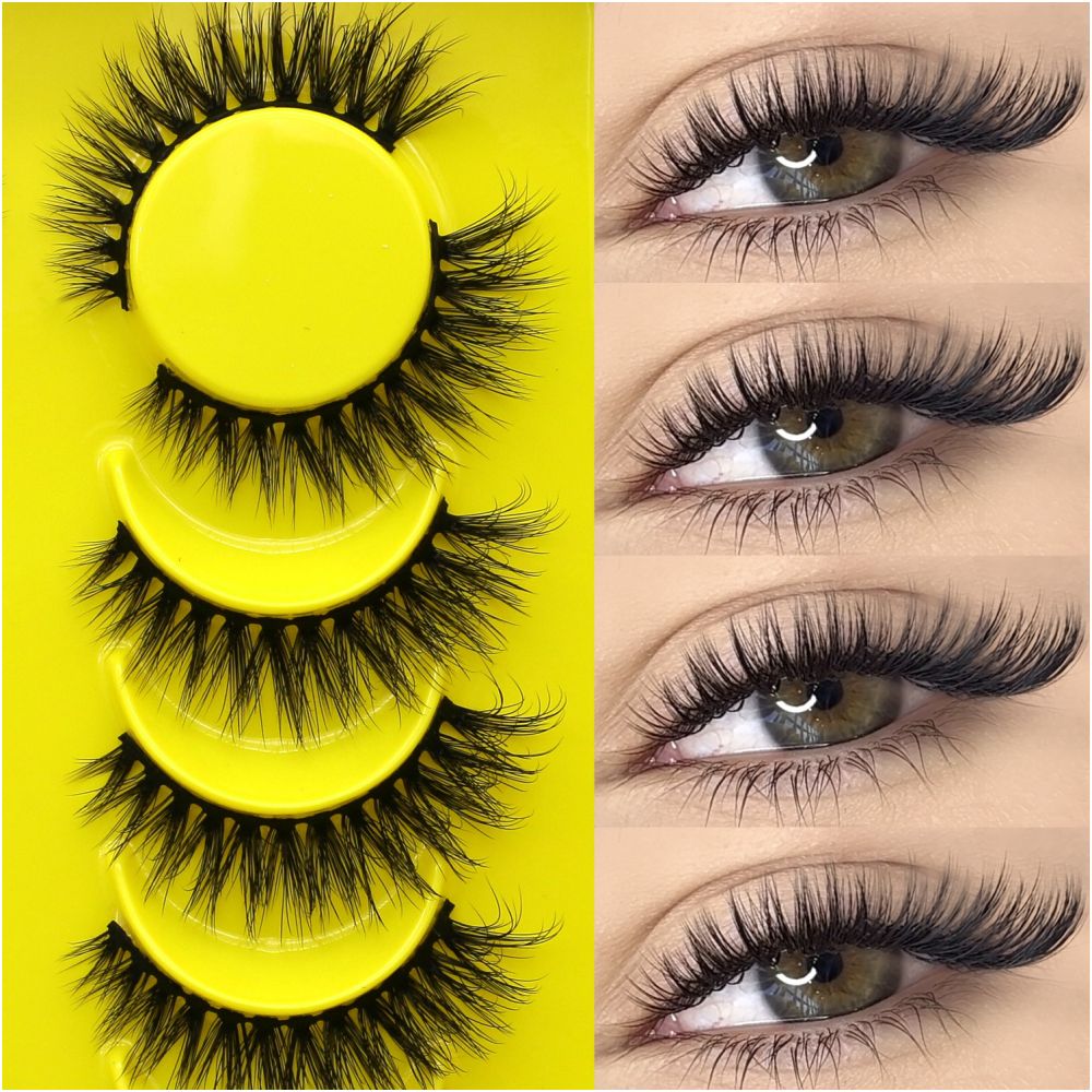 GROINNEYA mixed race Asian clustered whole false eyelashes Thai mixed race feeling black cotton thread hard stem swollen eye blisters image 0