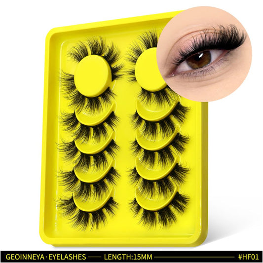 GROINNEYA mixed race Asian clustered whole false eyelashes Thai mixed race feeling black cotton thread hard stem swollen eye blisters