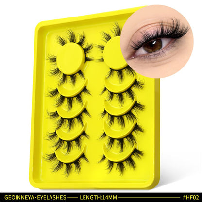 GROINNEYA mixed race Asian clustered whole false eyelashes Thai mixed race feeling black cotton thread hard stem swollen eye blisters