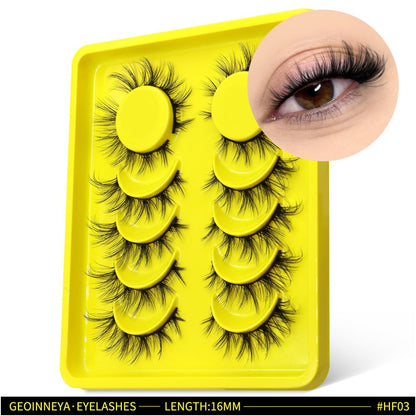 GROINNEYA mixed race Asian clustered whole false eyelashes Thai mixed race feeling black cotton thread hard stem swollen eye blisters