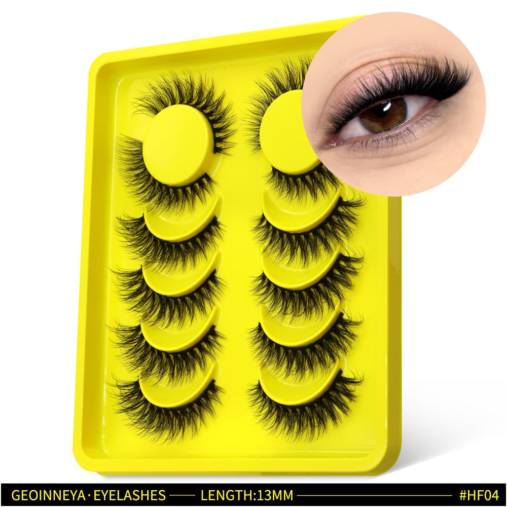 GROINNEYA mixed race Asian clustered whole false eyelashes Thai mixed race feeling black cotton thread hard stem swollen eye blisters