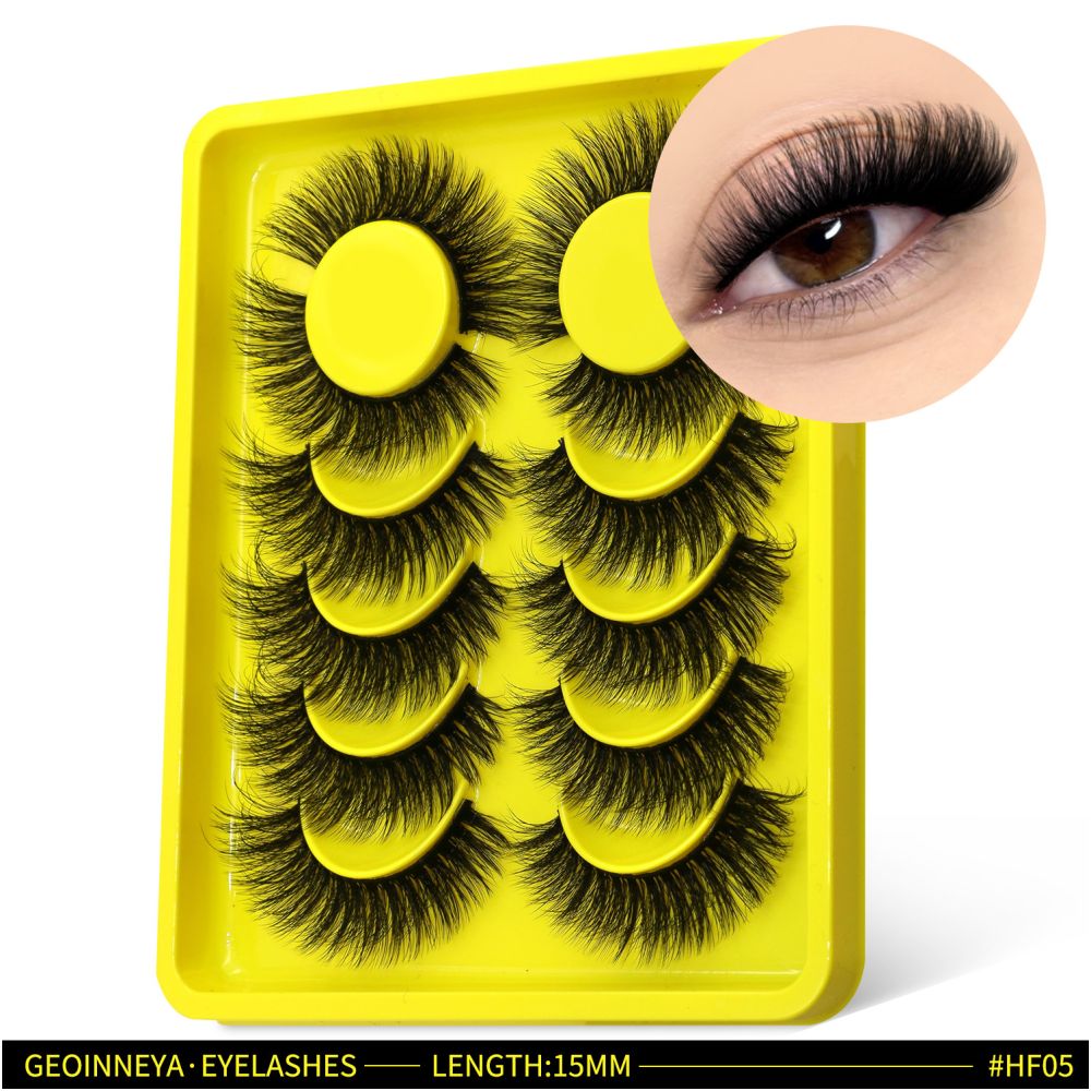 GROINNEYA mixed race Asian clustered whole false eyelashes Thai mixed race feeling black cotton thread hard stem swollen eye blisters