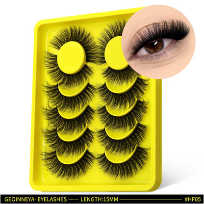 GROINNEYA mixed race Asian clustered whole false eyelashes Thai mixed race feeling black cotton thread hard stem swollen eye blisters