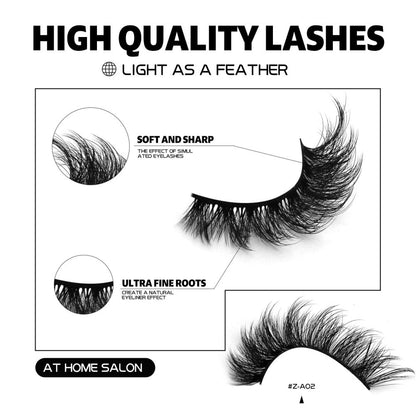GROINNEYA Thick cat s eye one piece false eyelashes No need for eyeliner natural false eyelashes image 3