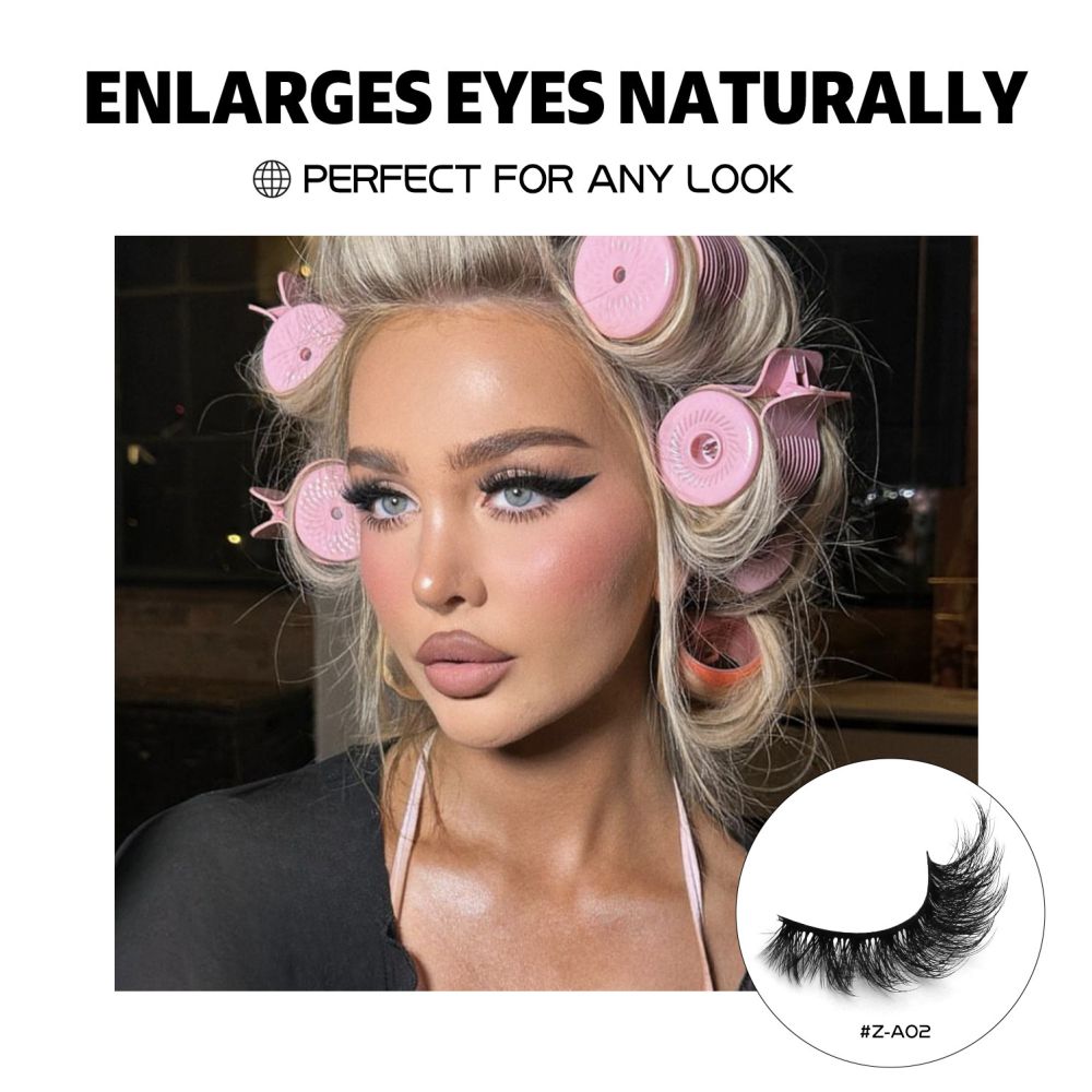 GROINNEYA Thick cat s eye one piece false eyelashes No need for eyeliner natural false eyelashes image 4