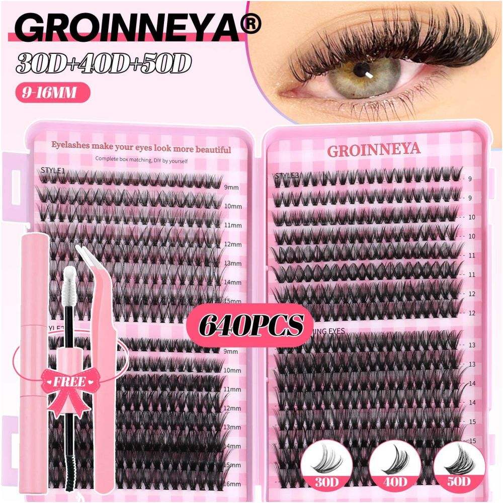 American Thick False Eyelash Natural Single Cluster Set Segmented False Eyelash Dog Eye Round Eye Female Soft Cute Dog Series image 1