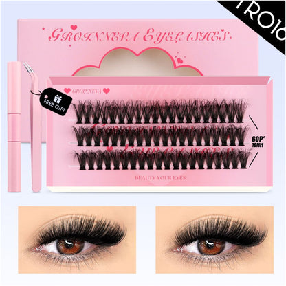 American Thick False Eyelash Natural Single Cluster Set Segmented False Eyelash Dog Eye Round Eye Female Soft Cute Dog Series