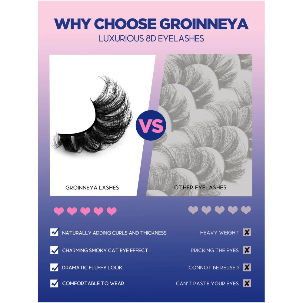 GROINNEYA Heavy Metal 3D Curling Fluffy and Explosive Hair Visual Sensation False Eyelash Thickening Enlarged Eyes image 4