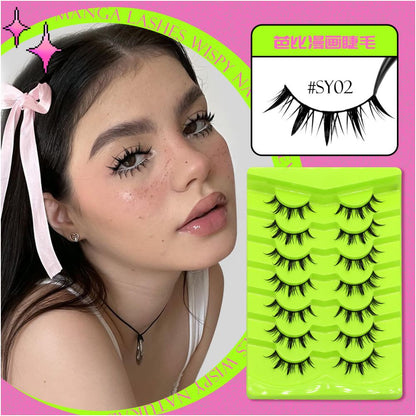 Half blood Barbie Pure Desire Little Devil Eyelash Y2K Fake Eyelash 7 Pair Set Natural Comfortable Enlarged Eyes Net Red Eyelash image 2