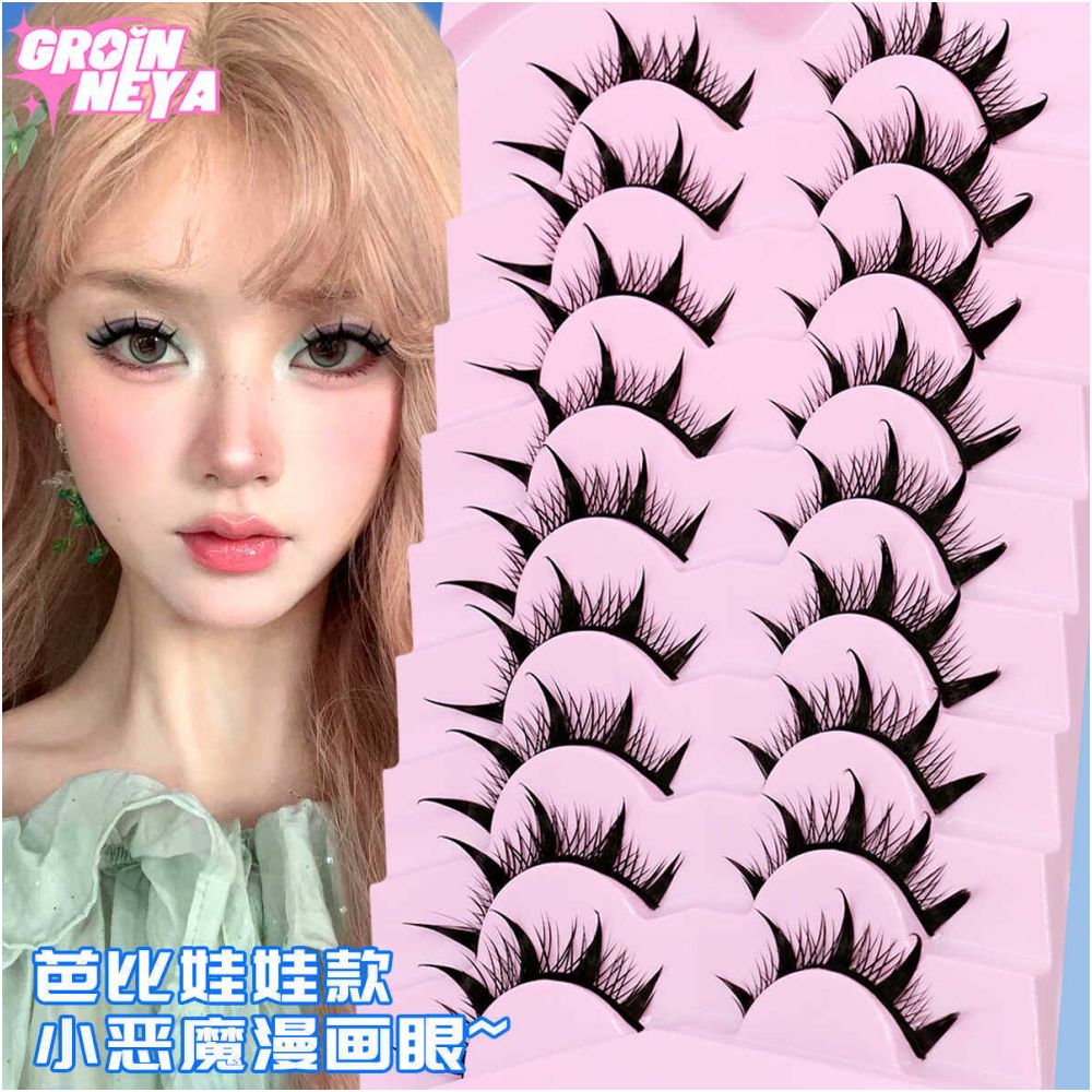 Manga Eyelash Light Asian Style Little Devil False Eyelash Thick Mixed Blood Female Group Style Eyelash image 1