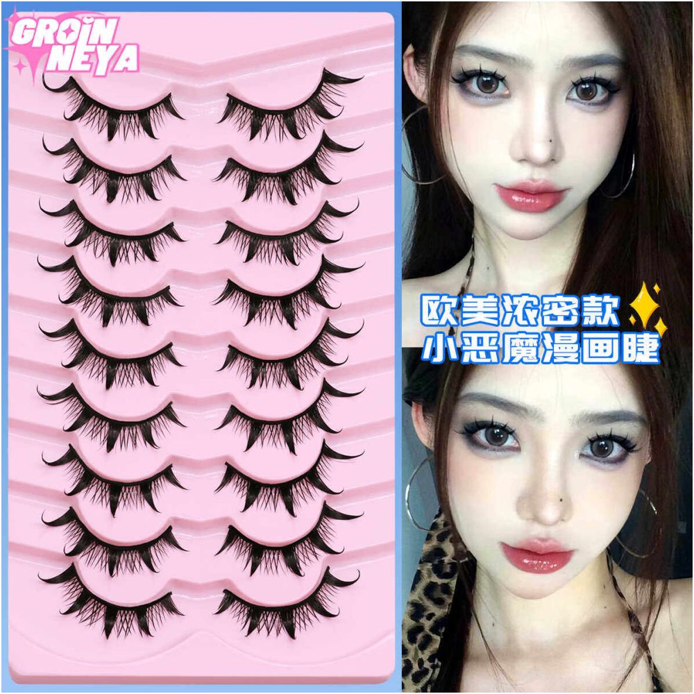 Manga Eyelash Light Asian Style Little Devil False Eyelash Thick Mixed Blood Female Group Style Eyelash image 2