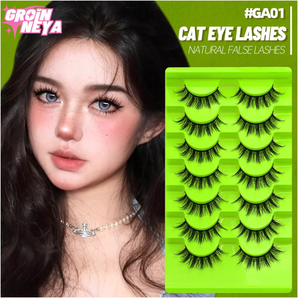 GROINNEYA Asian style full false eyelashes swollen eye bubbles natural double eyelids mixed race makeup design image 1