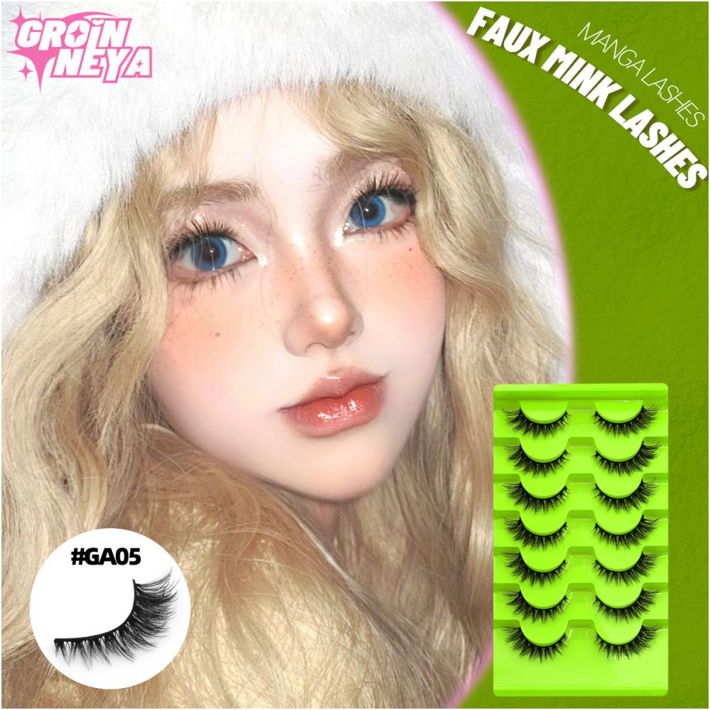 GROINNEYA Asian style full false eyelashes swollen eye bubbles natural double eyelids mixed race makeup design image 2
