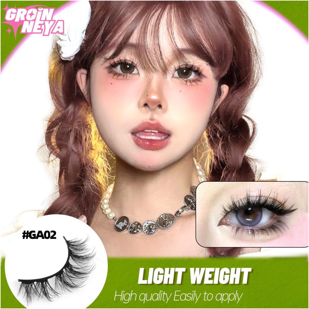 GROINNEYA Asian style full false eyelashes swollen eye bubbles natural double eyelids mixed race makeup design image 3