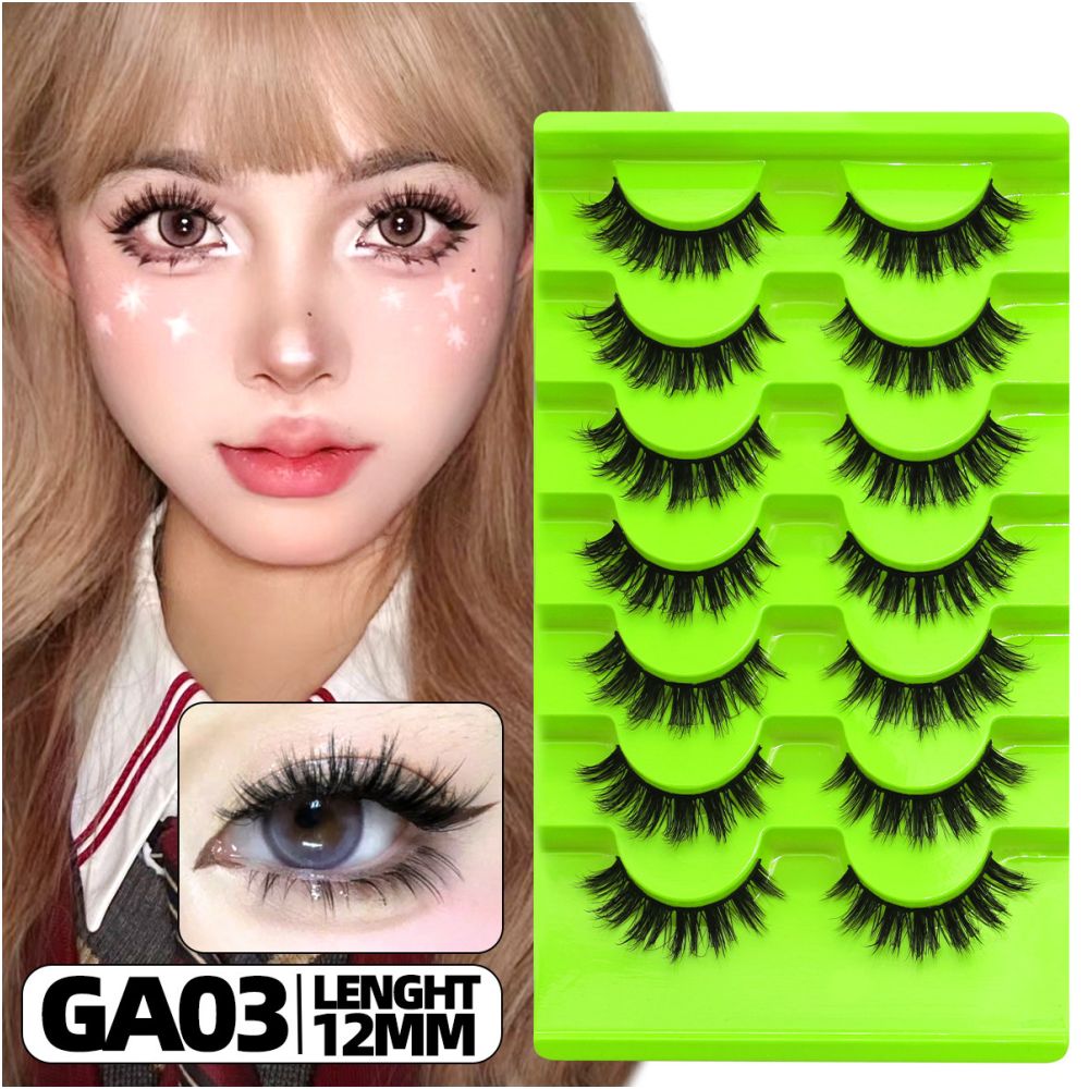 GROINNEYA Asian style full false eyelashes swollen eye bubbles natural double eyelids mixed race makeup design