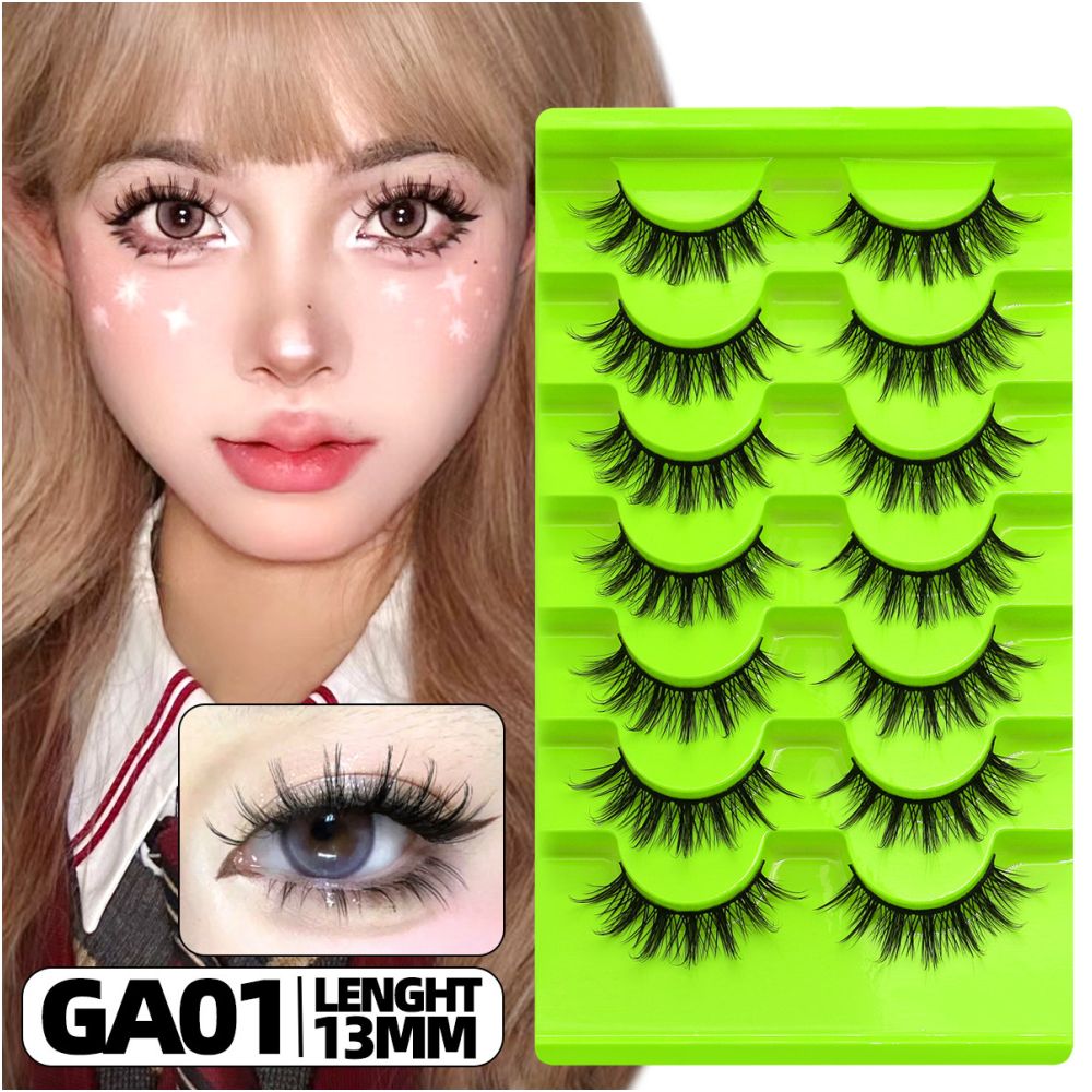 GROINNEYA Asian style full false eyelashes swollen eye bubbles natural double eyelids mixed race makeup design