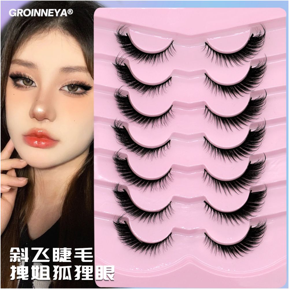 GROINNEYA Little Devil Fox Slant Flying Style with Extended Eye Tail and Asian Super Slay Mixed Blood False Eyelash image 1