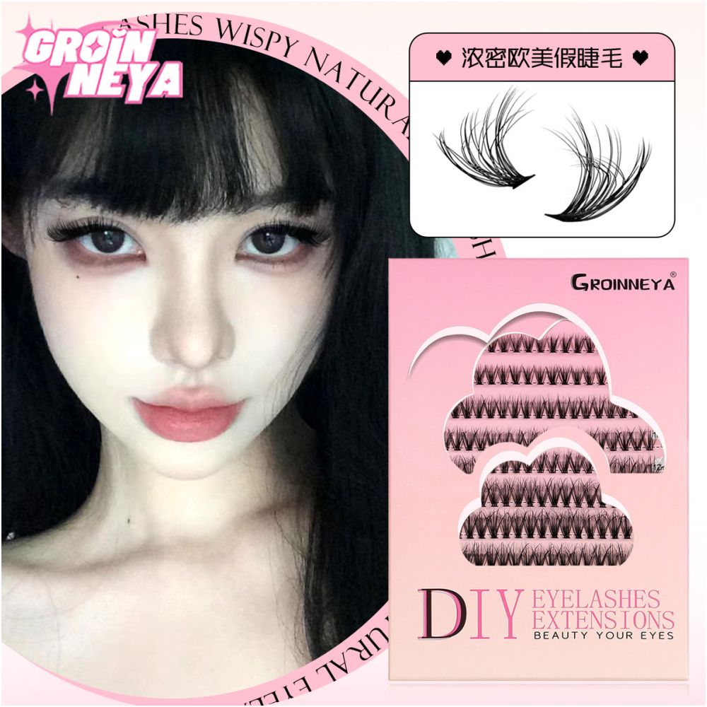 GROINNEYA Asian Mixed Blood Thick Segmented False Eyelash Large Capacity Simulation Grafting Natural Enlargement for Both Eyes image 2