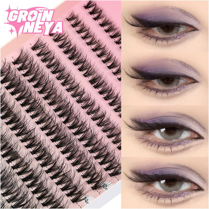 GROINNEYA Asian Mixed Blood Thick Segmented False Eyelash Large Capacity Simulation Grafting Natural Enlargement for Both Eyes image 3