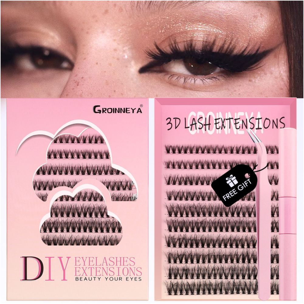 GROINNEYA Asian Mixed Blood Thick Segmented False Eyelash Large Capacity Simulation Grafting Natural Enlargement for Both Eyes image 4