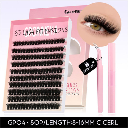 GROINNEYA Asian Mixed Blood Thick Segmented False Eyelash Large Capacity Simulation Grafting Natural Enlargement for Both Eyes