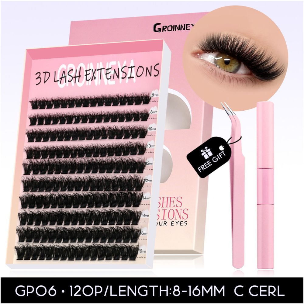 GROINNEYA Asian Mixed Blood Thick Segmented False Eyelash Large Capacity Simulation Grafting Natural Enlargement for Both Eyes