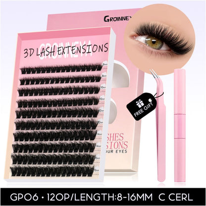 GROINNEYA Asian Mixed Blood Thick Segmented False Eyelash Large Capacity Simulation Grafting Natural Enlargement for Both Eyes
