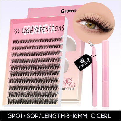 GROINNEYA Asian Mixed Blood Thick Segmented False Eyelash Large Capacity Simulation Grafting Natural Enlargement for Both Eyes