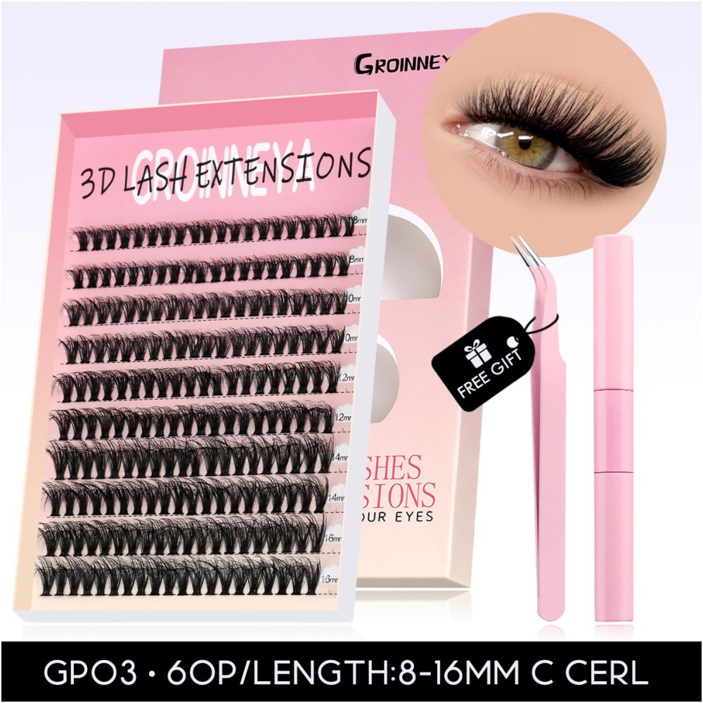 GROINNEYA Asian Mixed Blood Thick Segmented False Eyelash Large Capacity Simulation Grafting Natural Enlargement for Both Eyes