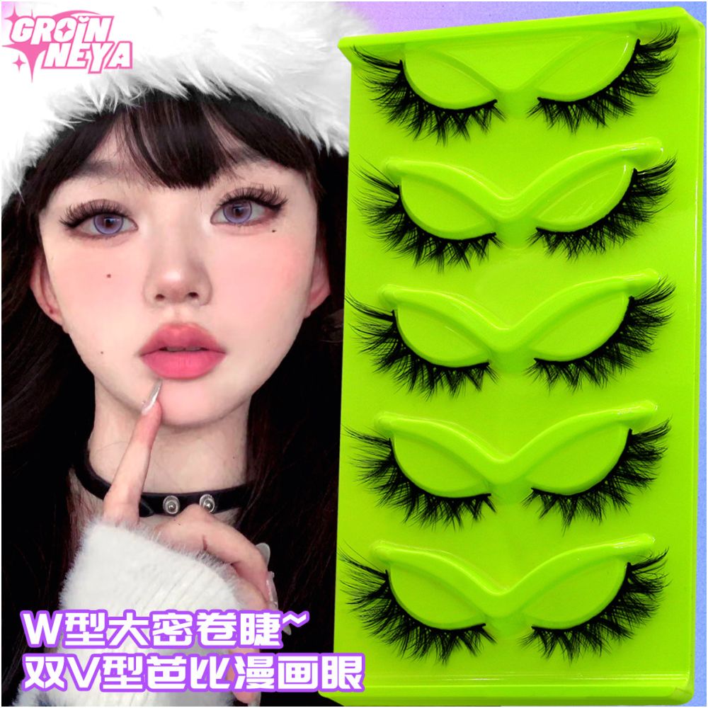 Fox style little devil with flying false eyelashes mixed race feeling Asian style curly and curled false eyelashes one piece eye tail elongated eyelashes image 1