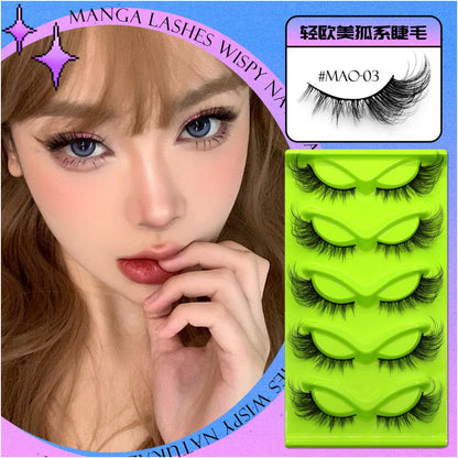 Fox style little devil with flying false eyelashes mixed race feeling Asian style curly and curled false eyelashes one piece eye tail elongated eyelashes