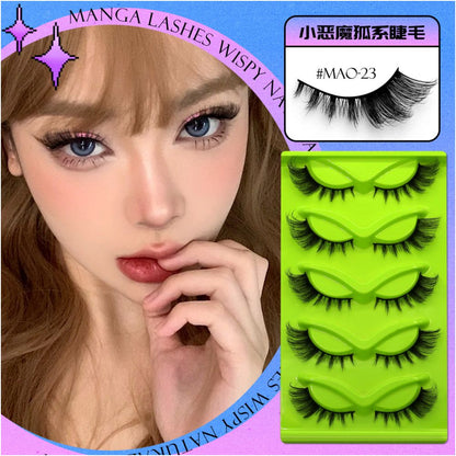 Fox style little devil with flying false eyelashes mixed race feeling Asian style curly and curled false eyelashes one piece eye tail elongated eyelashes